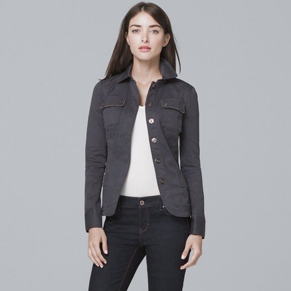 White House Black Market Jackets & Blazers - White House Black Market Ball Chain Washed Casual Jacket